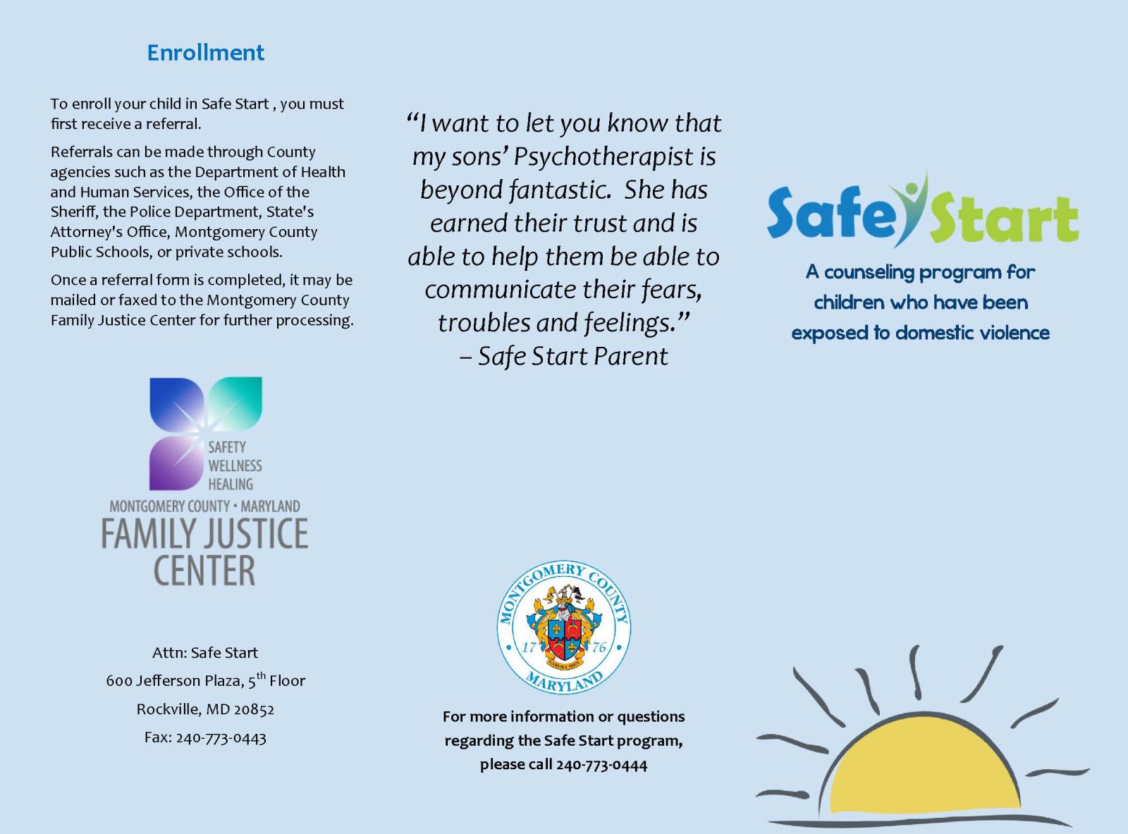 Safe Start Program Brochure English part 1 of 2